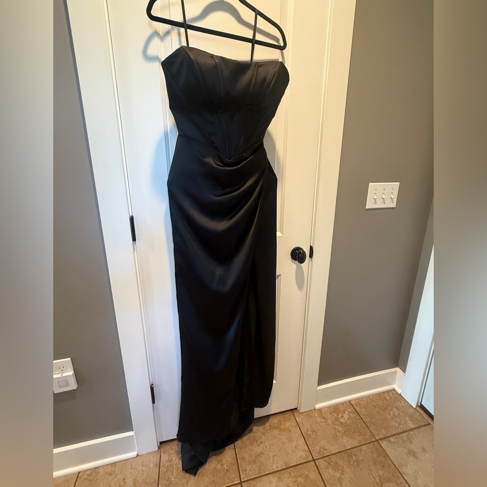 ALYCE PARIS size 4 strapless corset black dress with slit